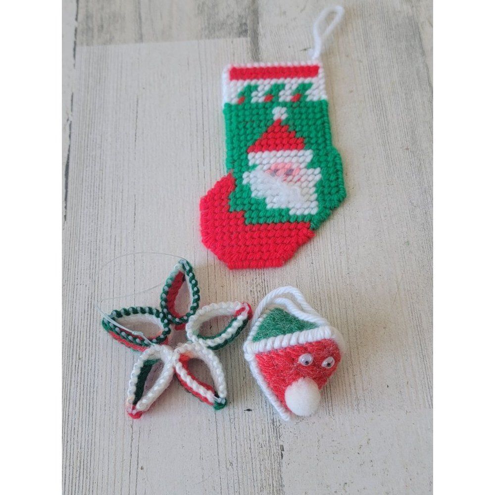 Crochet‎ Santa stocking ornament face star flower set Xmas